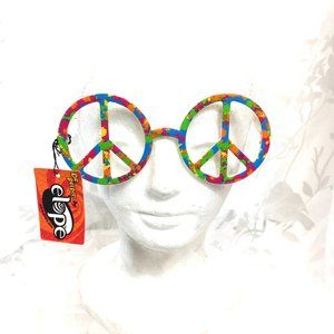 Vtg 70's Elope Peace Sign Tie Dye Hippie Glasses 90's NOS NWT